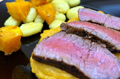 Gnocchi met pompoencrème en filet pur
